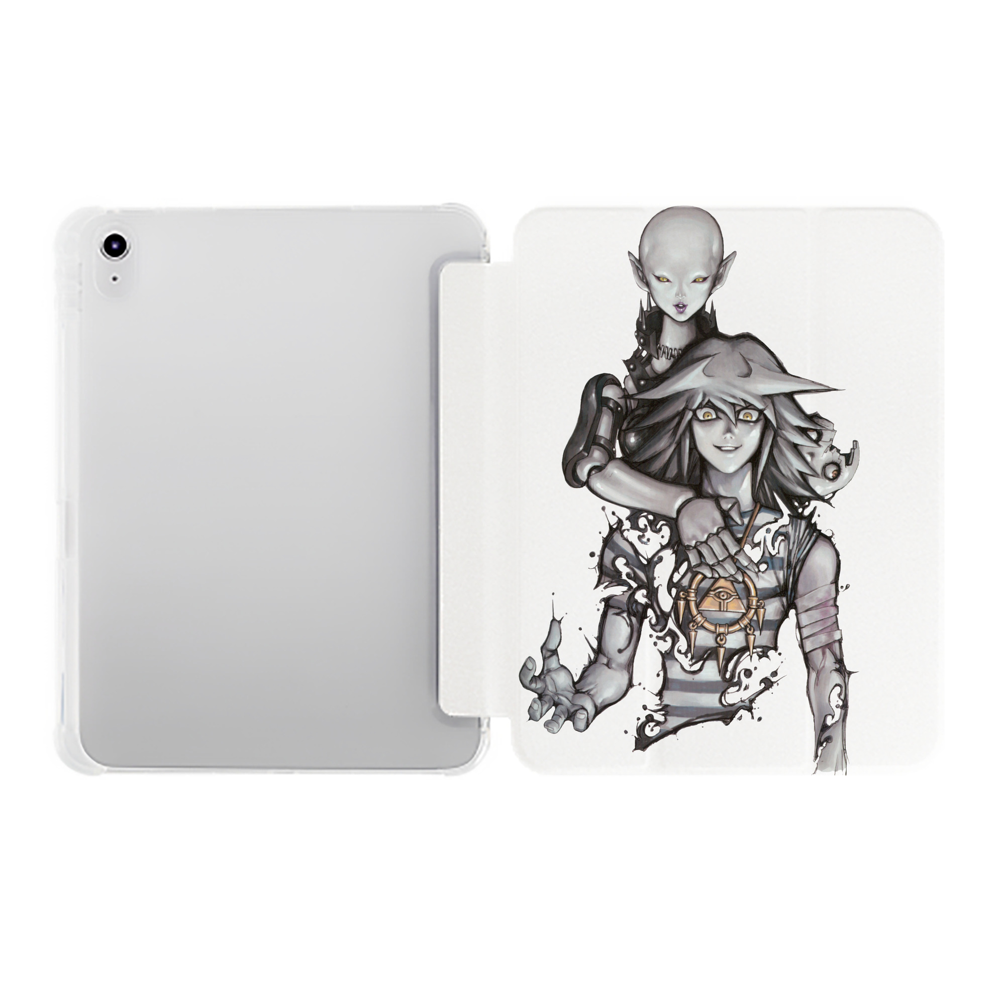 （画像用） 遊☆戯☆王 Yu-Gi-Oh! IPad ケース ペン収納付き 三つ折りスタンド PUレザー×シリコン 対応機種9.5/10.5/10.9インチ